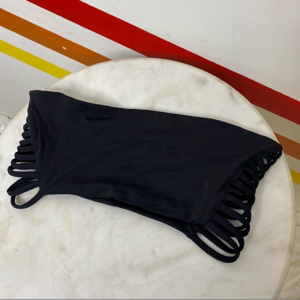 L*space strapless bikini top black bandeau